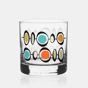 Verre À Whisky Cercles Abstraits Funky Turquoise Orange Milieu de