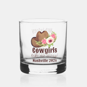 Verre À Whisky Chapeau de Cowgirl Aquarelle Bachelorette Occident