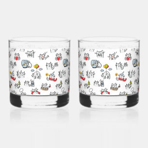 Verre À Whisky Chats amusants, lait et magie.