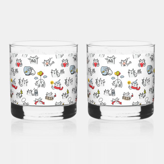 Verre À Whisky Chats amusants, lait et magie. (Recto)