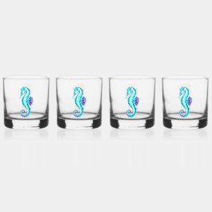 Verre À Whisky Cheval de mer de glace cristal sur Arrière - plan