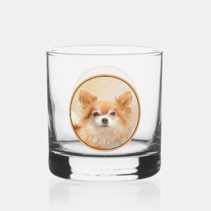 Verre À Whisky Chihuahua Peinture de Chien à long Haired Art orig