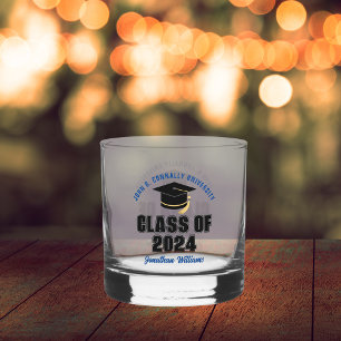 Verre À Whisky Classe de 2025 Bleu Graduation Custom Graduate