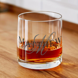 Verre À Whisky Classic Élégant Script Monogramme Nom initial