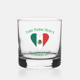 Verre À Whisky Coeur du drapeau mexicain Boisson personnalisée