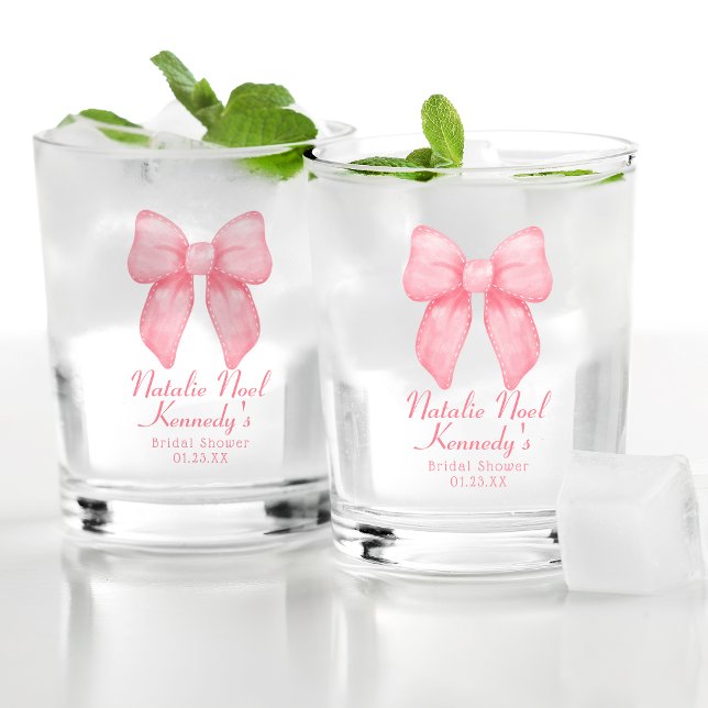 Verre À Whisky Coquette esthétique Cute Rose Bow Personnalisé (Créateur téléchargé)