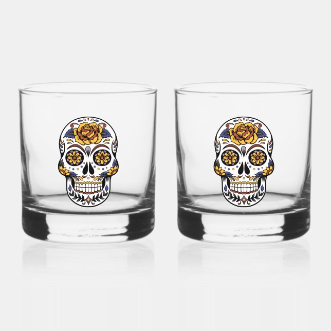 Verre À Whisky Crâne à sucre rose jaune (Recto)