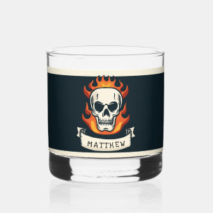 Verre À Whisky Crâne brûlant personnalisé avec nom