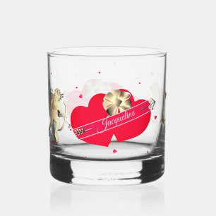 Verre À Whisky Cupidon & Cœurs de la Saint-Valentin