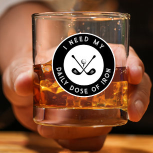Verre À Whisky Cute Golfer Humour Golf Iron Sports Pro Noir Blanc