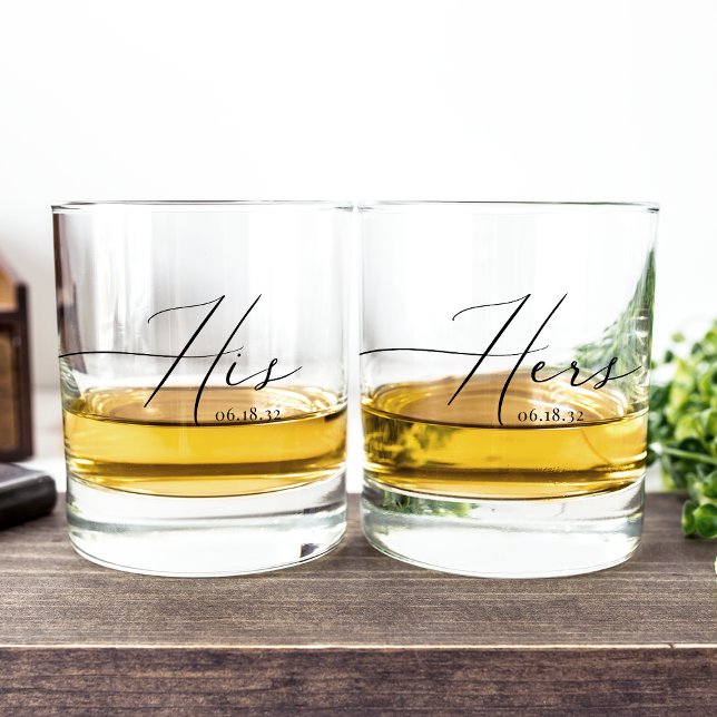 Verre À Whisky Date Mariage de ses & ses personnalisées (Créateur téléchargé)