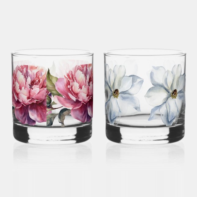 Verre À Whisky Deux modèles différents illustrés à la main (Recto)