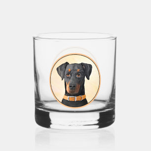 Verre À Whisky Doberman Pinscher Peinture non découpée Art origin