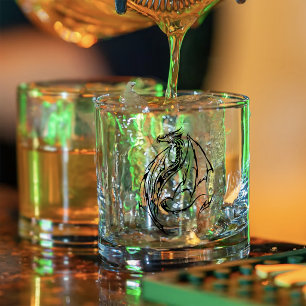 Verre À Whisky Dragon Tribal Noir Ligne d'Art Fantastique Tatouag