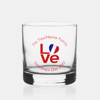 Verre À Whisky Drapeau Français AMOUR Rouge Texte Personnalisé