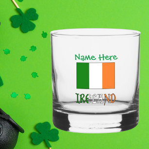 Verre À Whisky Drapeau Irlandais Irlande Personnalisation Verte 