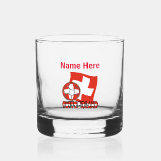 Verre À Whisky Drapeau suisse Soccer Ball Personnalisation rouge
