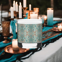 Élégant motif floral minimal cuivre turquoise
