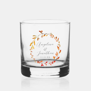 Verre À Whisky Elégante aquarelle Feuilles Automne Mariage Person