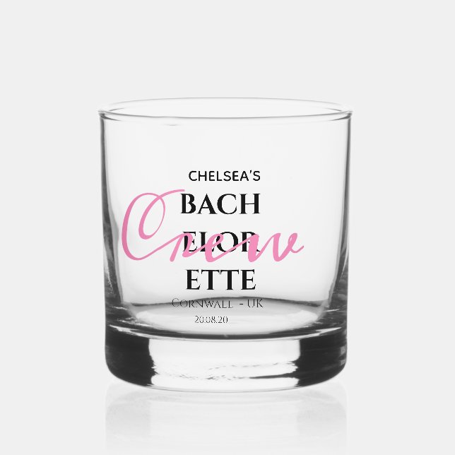 Verre À Whisky Équipe de Fête de Bachelorette de Palmier Exotique (Recto)