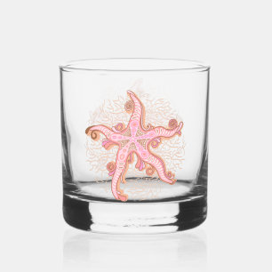 Verre À Whisky Étoiles de mer et motif pastel rose corail