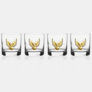 Verre À Whisky Faux Gold Foil Peace Dove en noir