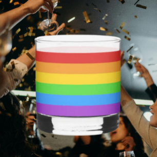 Verre À Whisky Fierté sur les rochers : Drapeau arc-en-ciel