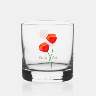 Verre À Whisky Fleurs de pavot rouge amoureux personnalisées