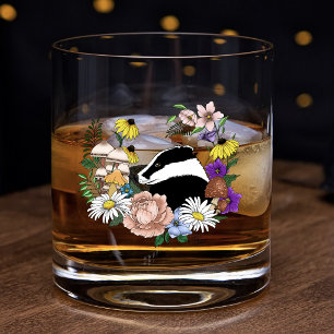 Verre À Whisky Fleurs sauvages du blaireau des bois Champignons V