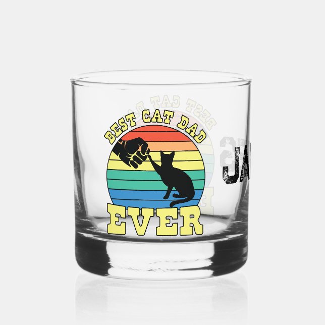 Verre À Whisky Funny Chat Papa Père Nom personnalisé Cadeau (Recto)