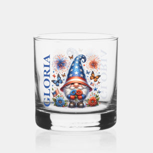 Verre À Whisky Gnome Patriotique avec Feux d'Artifice Célébration