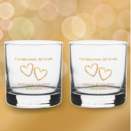 Verre À Whisky Golden 50th Mariage Anniversaire Coeur personnalis