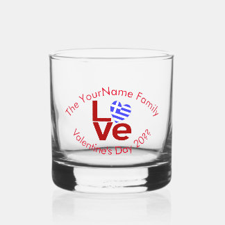 Verre À Whisky Grèce AMOUR Cœur Drapeau Rouge Personnalisé
