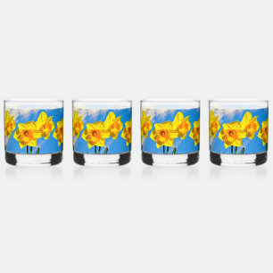 Verre À Whisky Groupe de Daffodils Médaille d'or Fleurs