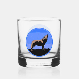 Verre À Whisky Howling Wolf en hiver - Art faunique original