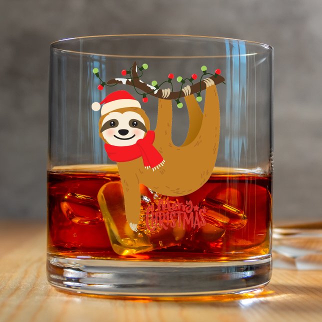 Verre À Whisky Joyeux Noël Sloth Jote Holidays (Créateur téléchargé)