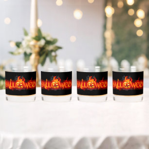 Verre À Whisky Le lettrage massif enflammé d'Halloween de Slipper