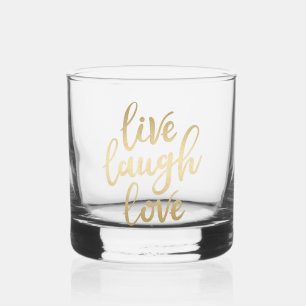 Verre À Whisky Live Laugh Love Faux Gold Letting