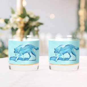 Verre À Whisky Loup Bleu Sur Neige
