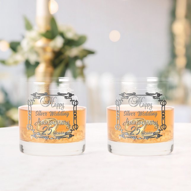 Verre À Whisky Lunettes de whisky personnalisées du 25e anniversa (Insitu (Mariage))