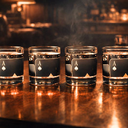 Verre À Whisky Lunettes Whiskey - Black and Gold Poker Design