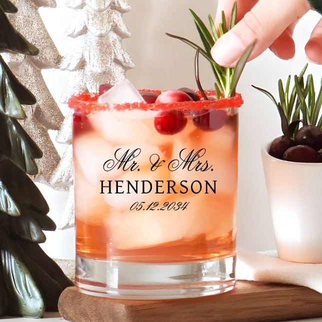 Verre À Whisky M. Mme Accueil De Mariage Personnalisée Cocktail (Mr Mrs Custom Wedding Reception Cocktail Whiskey Glass
)
