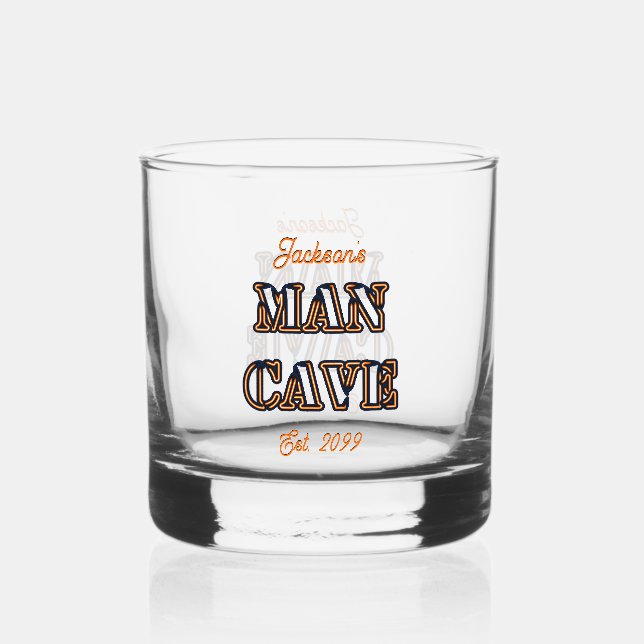 Verre À Whisky Man Cave Text Effet Rocks Whiskey Glass Drinkware (Recto)