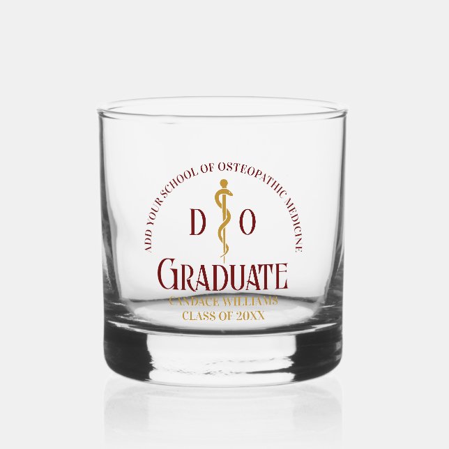 Verre À Whisky Maroon Osteopathic Médicale School Graduation (Recto)