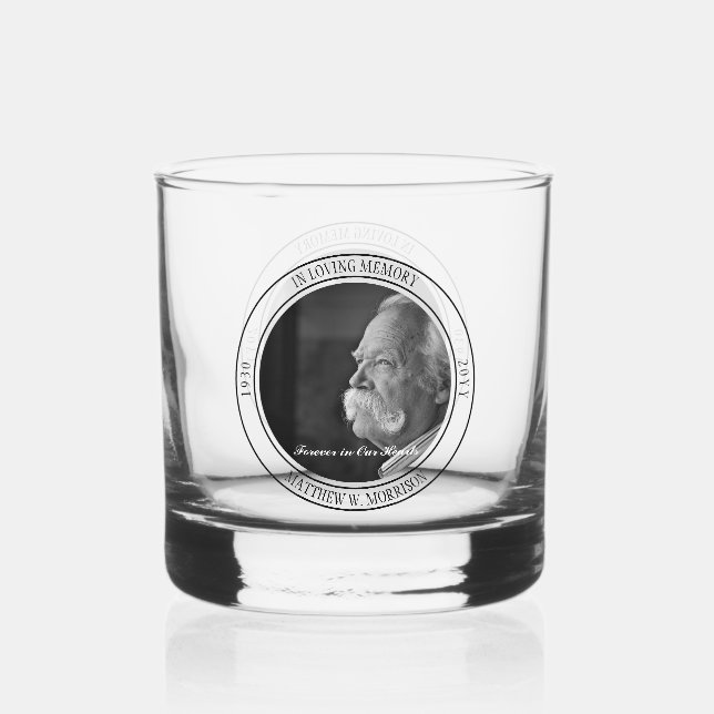 Verre À Whisky Mémorial photo en mémoire d'amour | Blanc funérair (Recto)