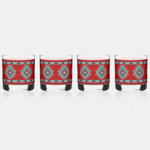 Verre À Whisky Mesas sud-ouest Rouge et Turquoise