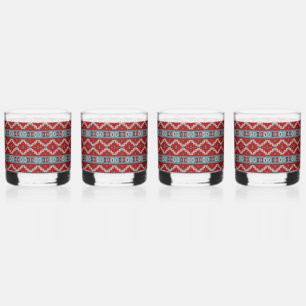 Verre À Whisky Mesas sud-ouest Turquoise et rouge
