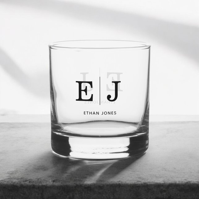 Verre À Whisky Monogramme Élégant Simple Whiskey Glass (Créateur téléchargé)
