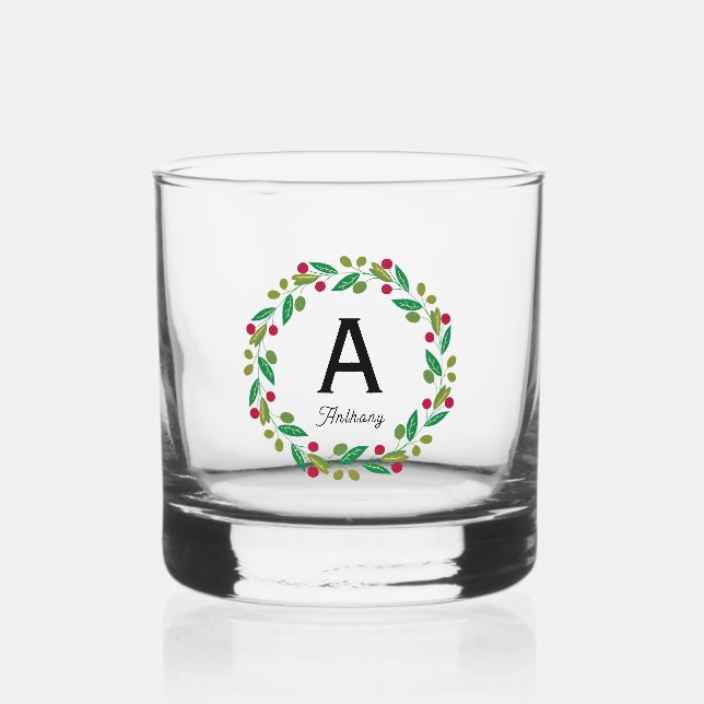 Verre À Whisky Monogramme initial - Noël (Recto)