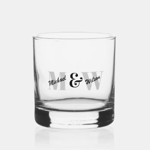 Verre À Whisky Monogramme initial noir et blanc personnalisé